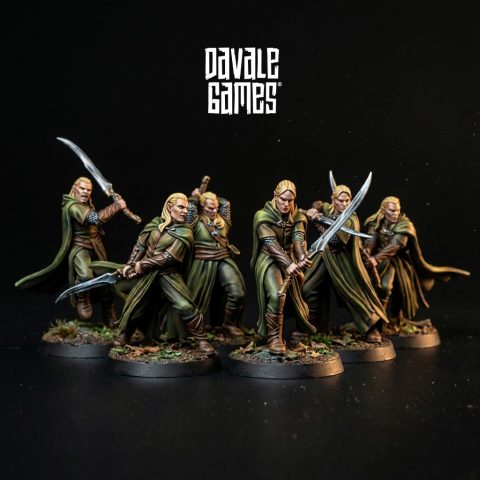 6 Galanthir Forest Guardian Swordman fantasy wargaming 28mm designed by Davale Games and 3D printed by Forgemaster Miniatures