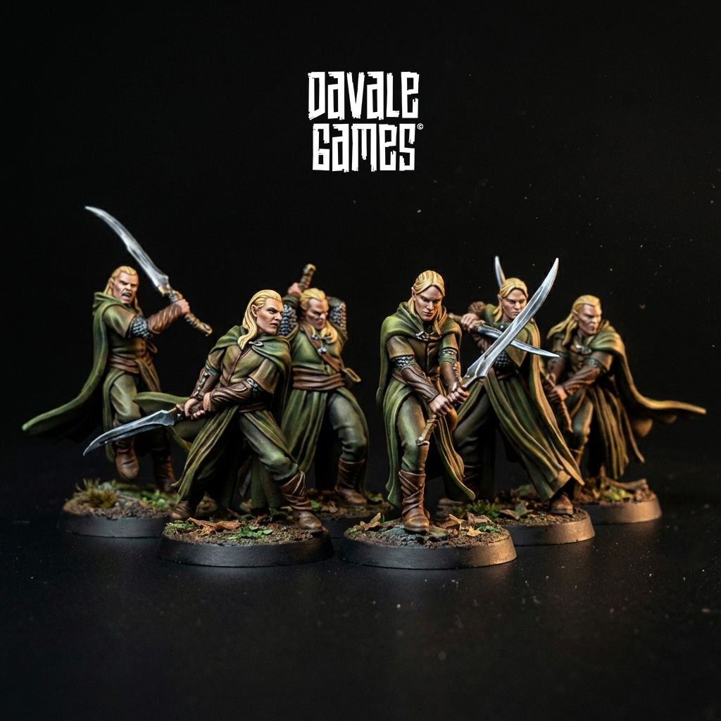 6 Galanthir Forest Guardian Swordman fantasy wargaming 28mm designed by Davale Games and 3D printed by Forgemaster Miniatures