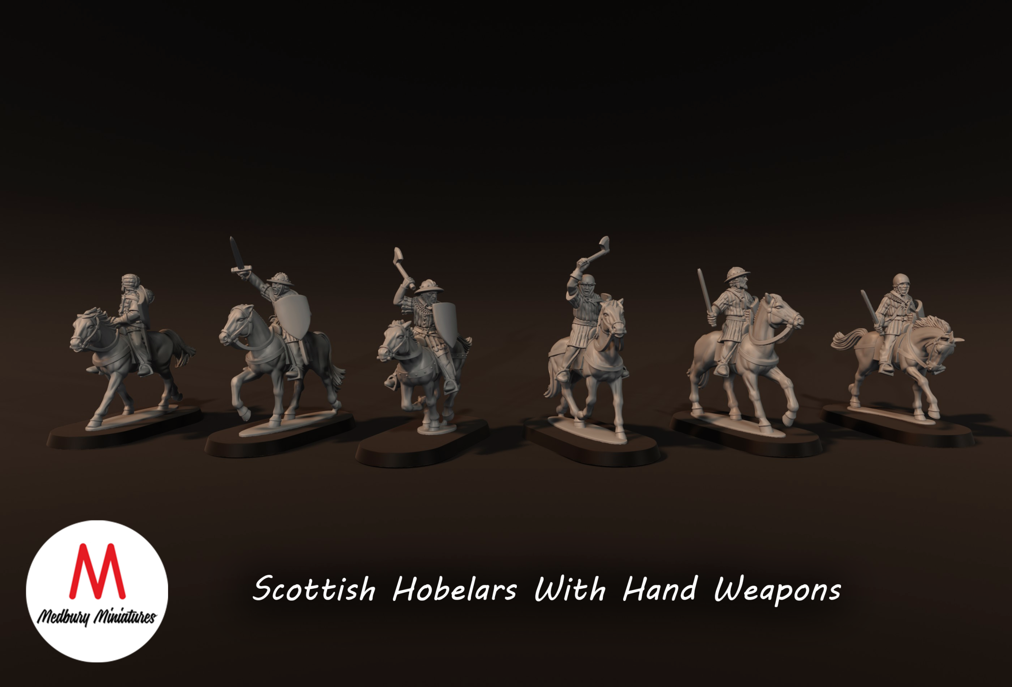 Scottish Hobelars with Hand Weapons fantasy wargaming 28mm designed by Medbury Miniatures and 3D printed by Forgemaster Miniatures