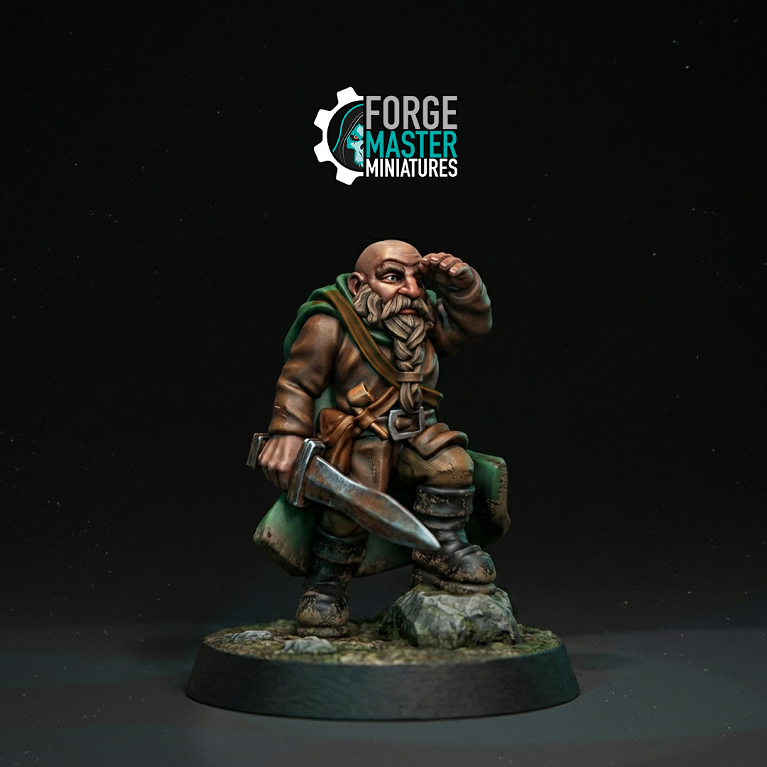 Dorim Wayfinder Dwarf Ranger 28mm scale fantasy wargaming miniature 3d printed 26