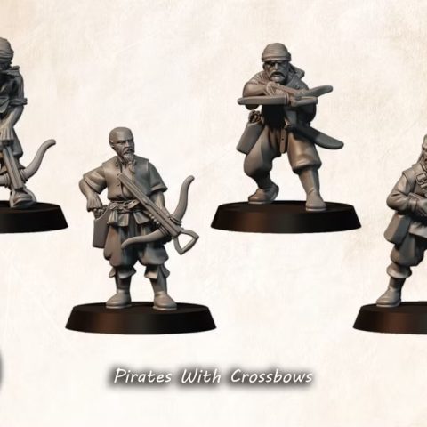 Pirates with Crossbows Fantasy Wargaming 28mm designed by Medbury Miniatures and 3D printed by Forgemaster Miniatures
