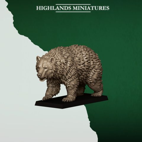 Feral Bear fantasy wargaming 28mm designed by Highlands Miniatures and 3D printed by Forgemaster Miniatures