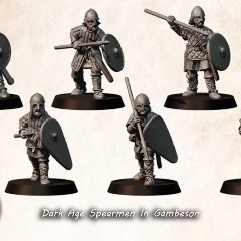Dark Age Spearman In Gambeson historic wargaming 28mm designed by Medbury Miniatures and 3D printed by Forgemaster Miniatures