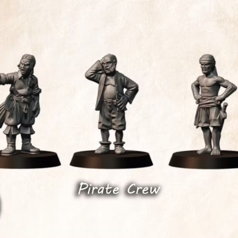 Pirate Crew fantasy wargaming 28mm designed by Medbury Miniatures and 3D printed by Forgemaster Miniatures