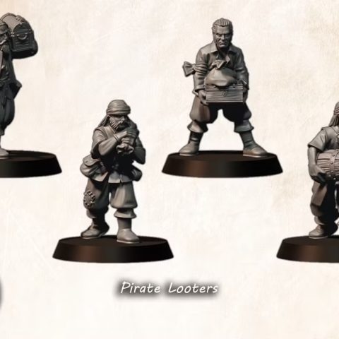 Pirate Looters fantasy wargaming 28mm designed by Medbury Miniatures and 3D printed by Forgemaster Miniatures