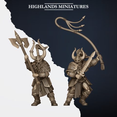 2 Norse Huscarl Chariot Crew fantasy wargaming 28mm designed by Highlands Miniatures and 3D printed by Forgemaster Miniatures