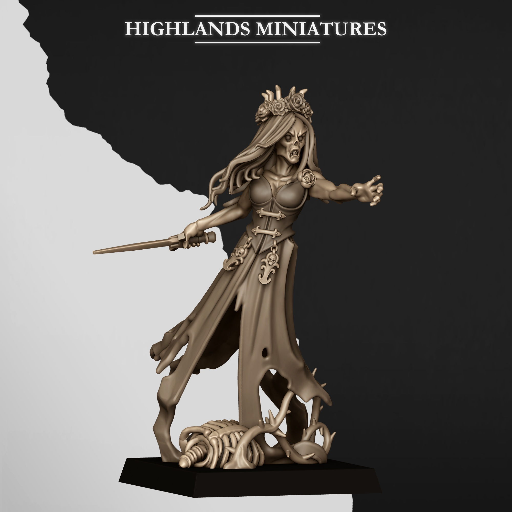 2 Sorrow Banshees fantasy wargaming 28mm designed by Highlands Miniatures and 3D printed by Forgemaster Miniatures 3