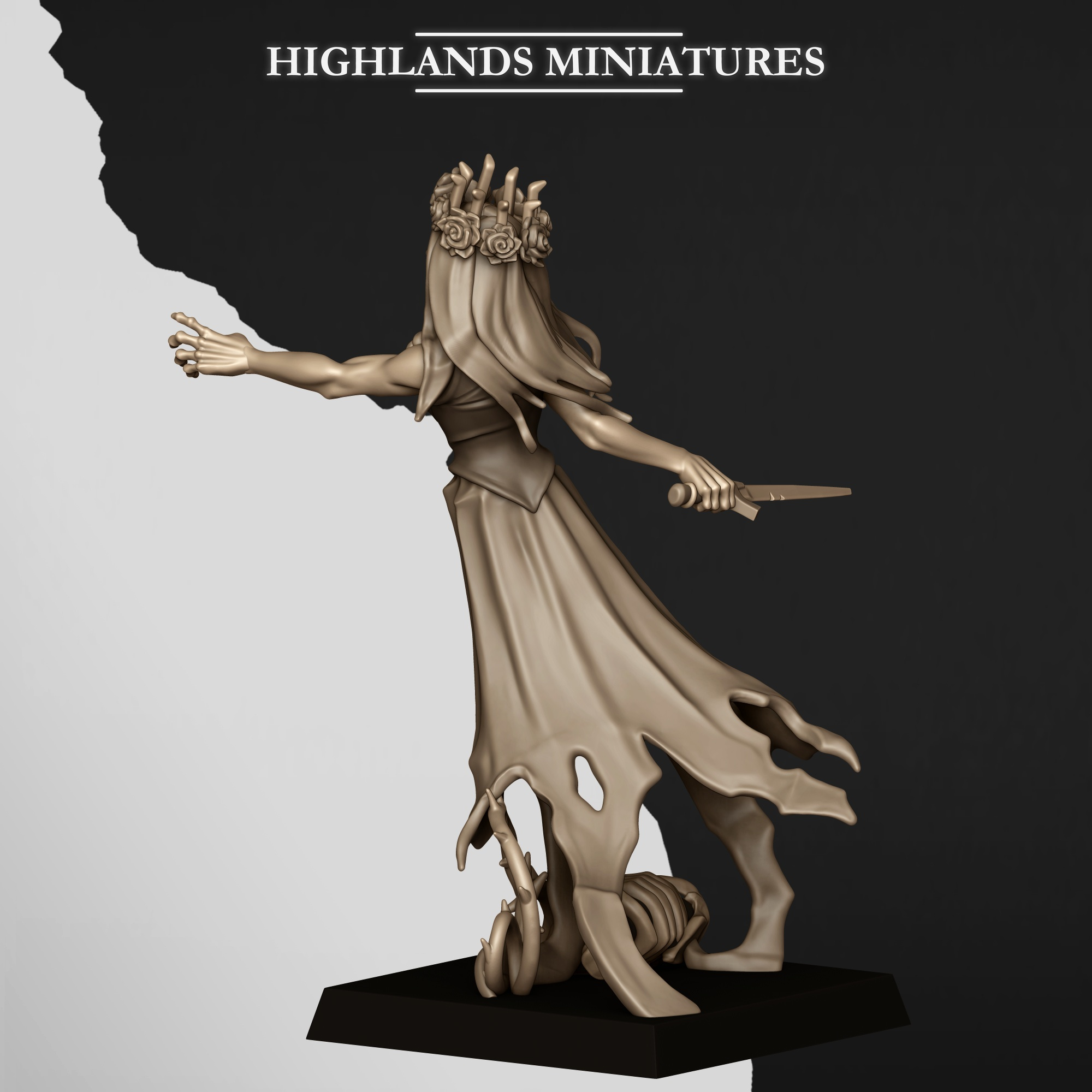2 Sorrow Banshees fantasy wargaming 28mm designed by Highlands Miniatures and 3D printed by Forgemaster Miniatures 4