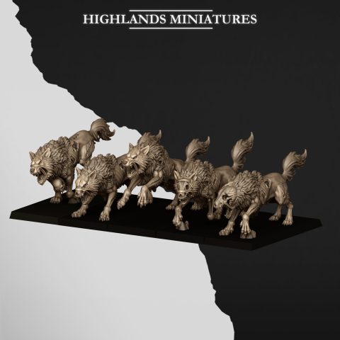 5 Undead Wolves fantasy wargaming miniatures 28mm designed by Highlands Miniatures and 3D printed by Forgemaster Miniatures 1