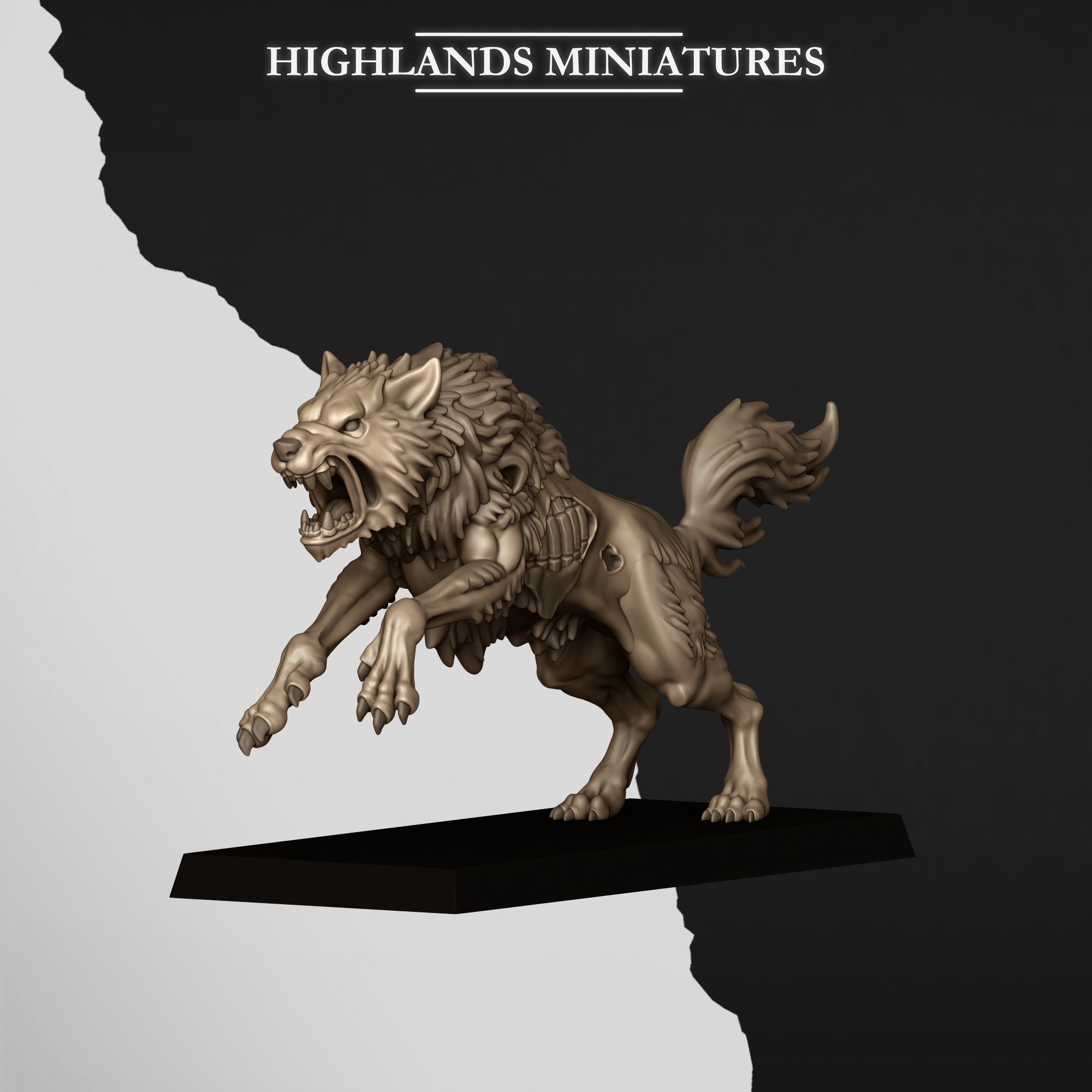 5 Undead Wolves fantasy wargaming miniatures 28mm designed by Highlands Miniatures and 3D printed by Forgemaster Miniatures 3