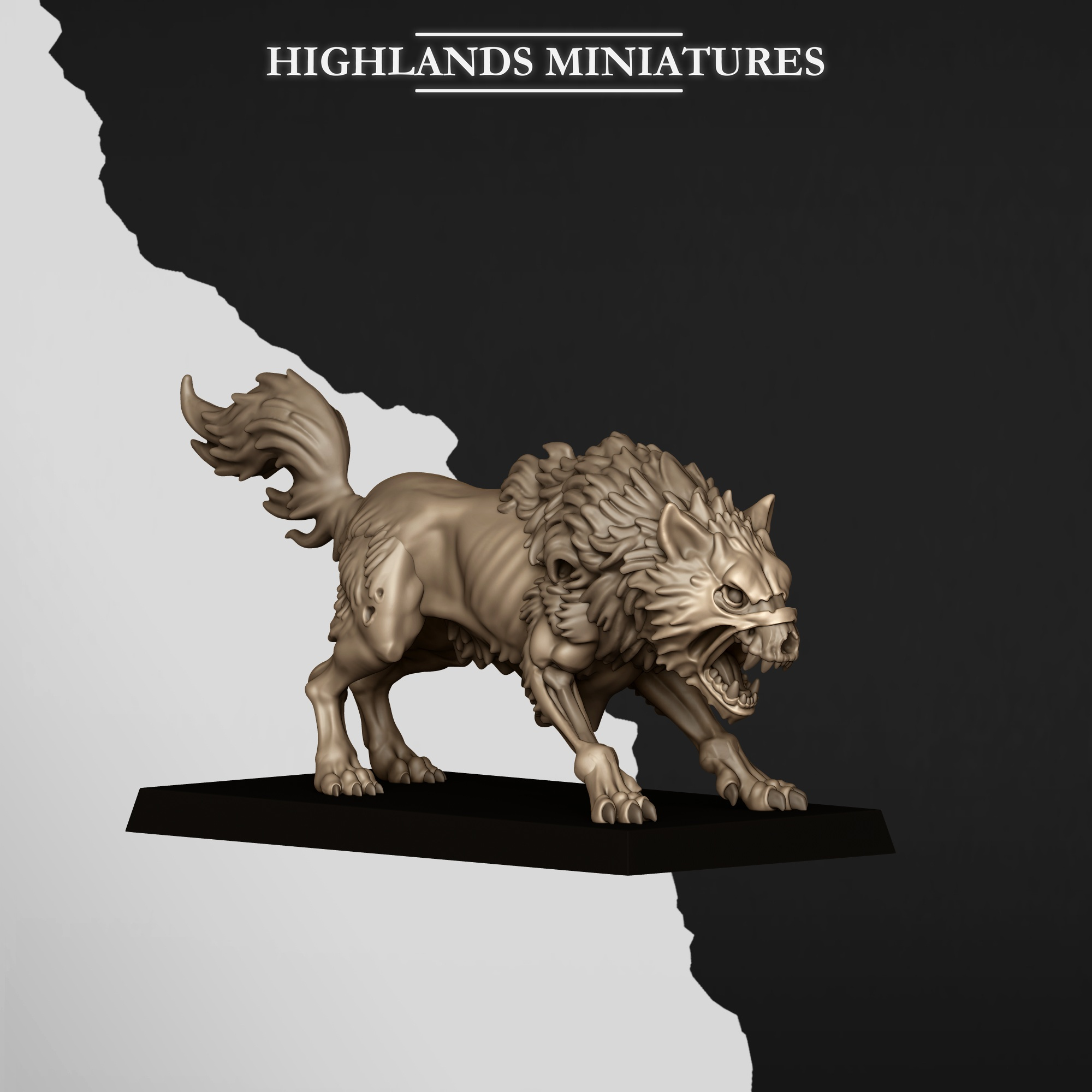 5 Undead Wolves fantasy wargaming miniatures 28mm designed by Highlands Miniatures and 3D printed by Forgemaster Miniatures 4