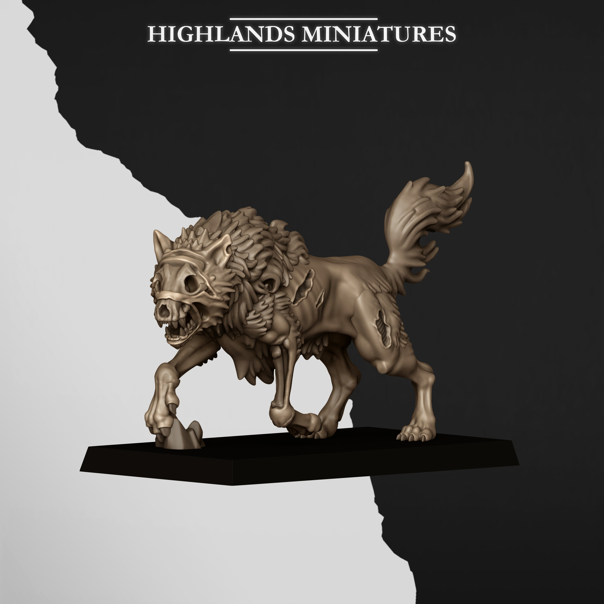 5 Undead Wolves fantasy wargaming miniatures 28mm designed by Highlands Miniatures and 3D printed by Forgemaster Miniatures 5