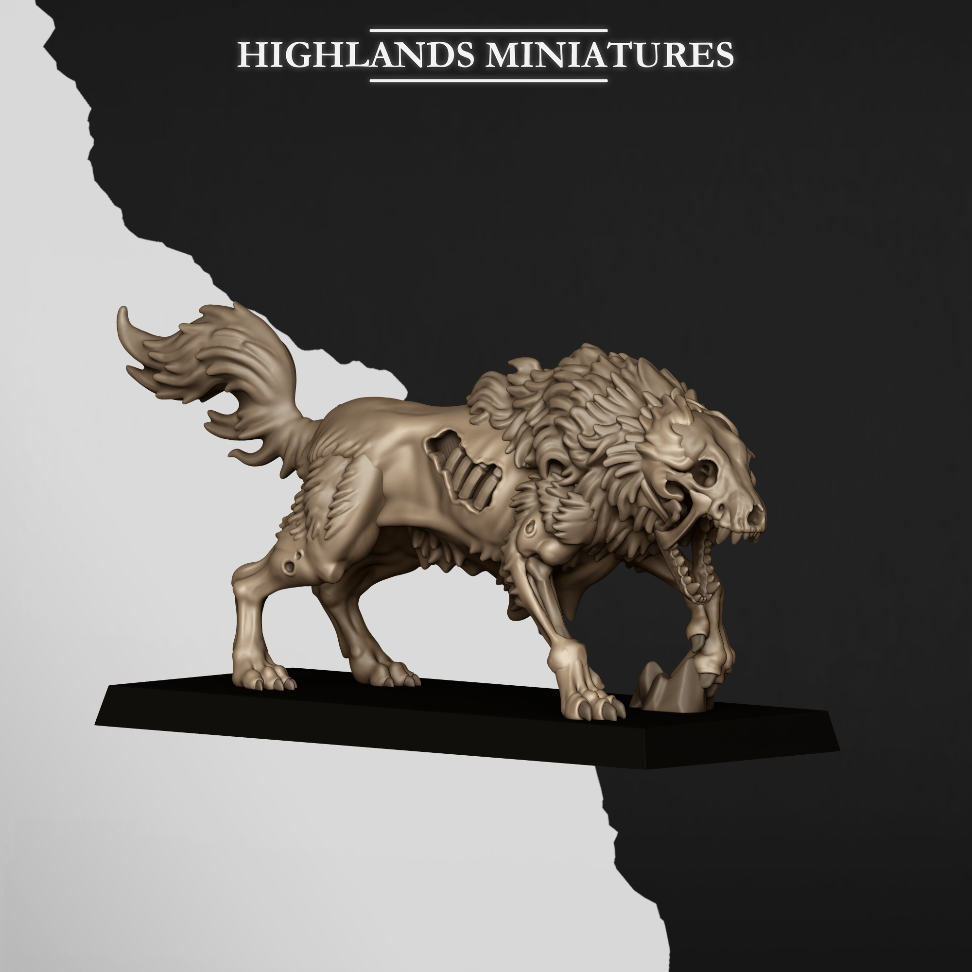 5 Undead Wolves fantasy wargaming miniatures 28mm designed by Highlands Miniatures and 3D printed by Forgemaster Miniatures 6
