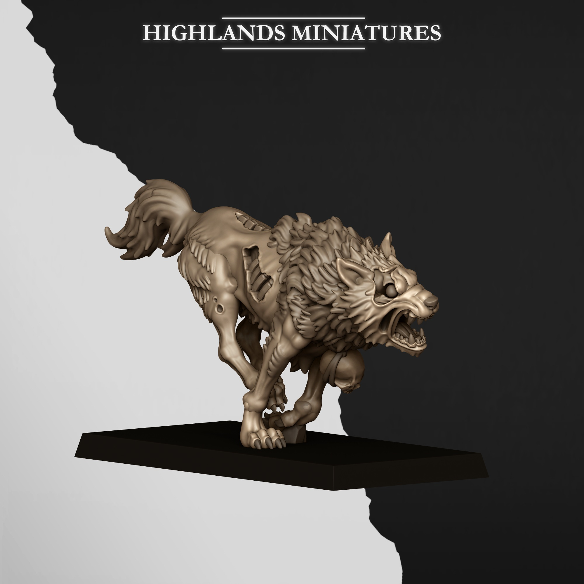 5 Undead Wolves fantasy wargaming miniatures 28mm designed by Highlands Miniatures and 3D printed by Forgemaster Miniatures 7