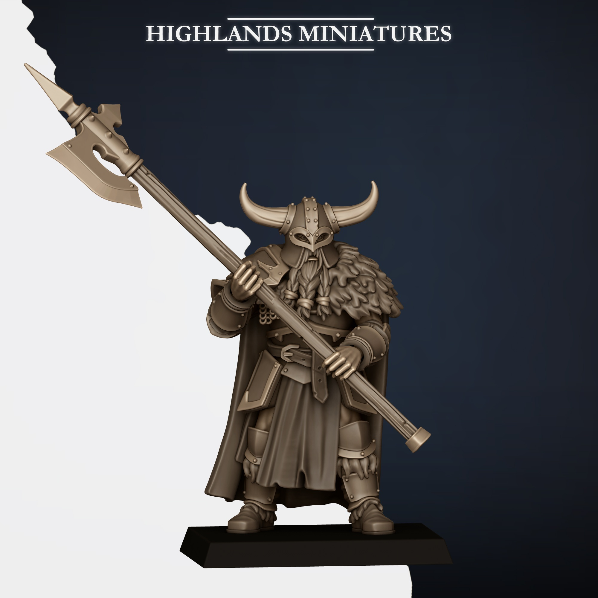 7 Norse Huscarls with Two Handed Weapons fantasy wargaming 28mm designed by Highlands Miniatures and 3D printed by Forgemaster Miniatures 3