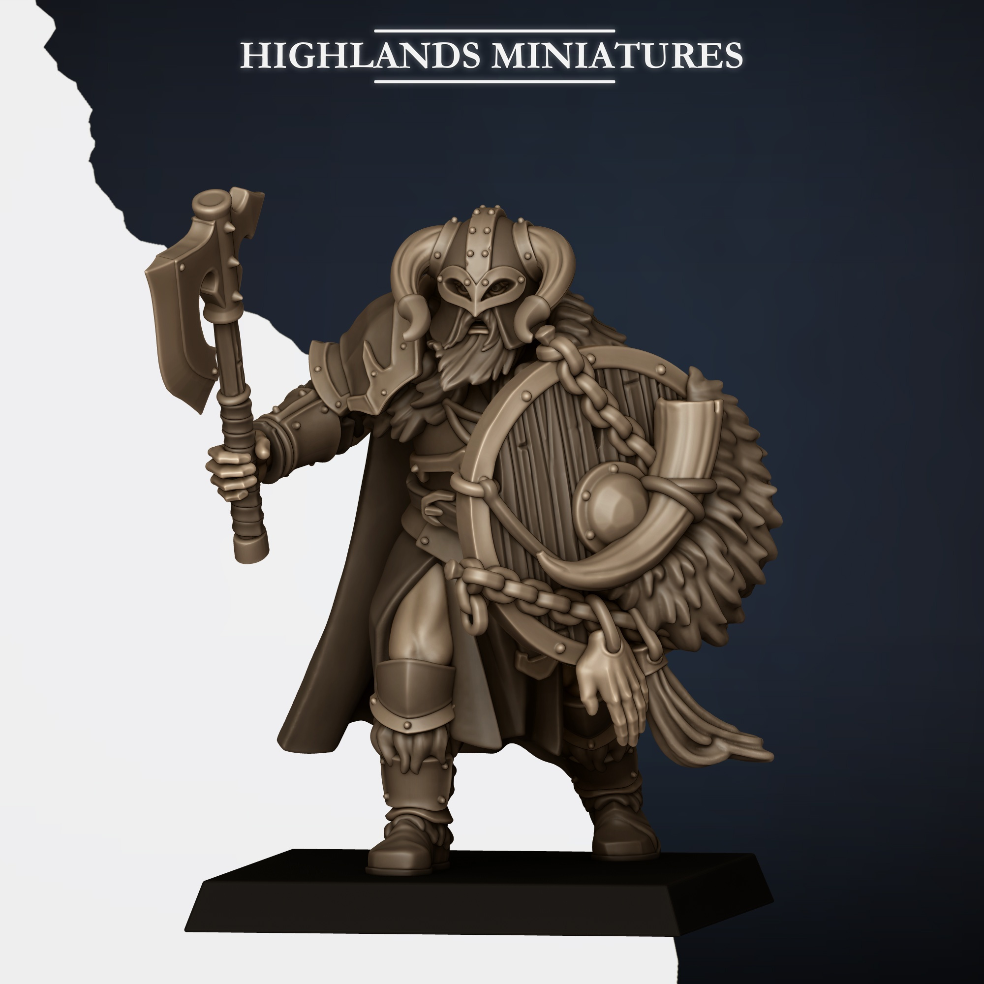 7 Norse Huscarls with Axes and Shields fantasy wargaming 28mm designed by Highlands Miniatures and 3D printed by Forgemaster Miniatures