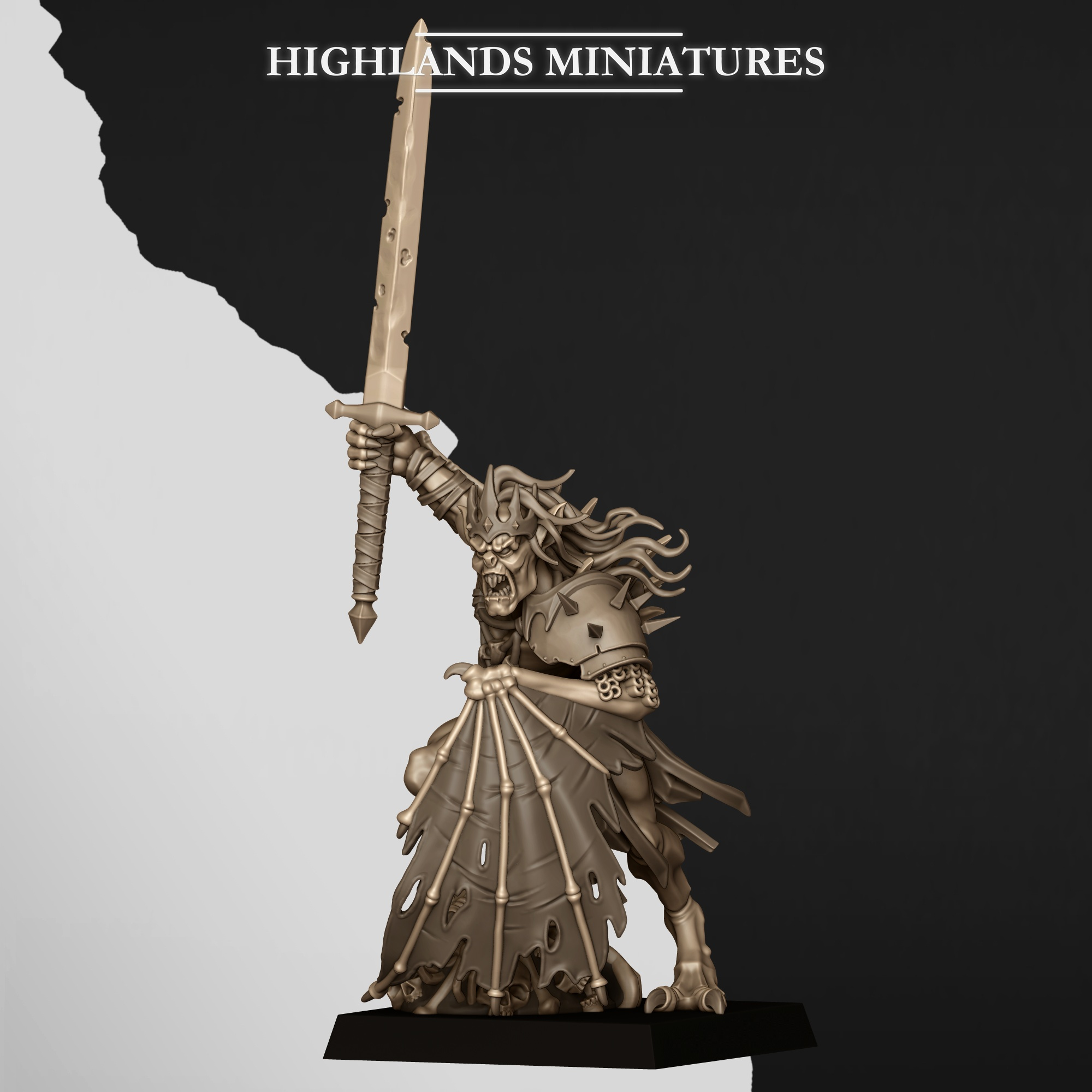 Ghoul King fantasy wargaming 28mm designed by Highlands Miniatures and 3D printed by Forgemaster Miniatures 2