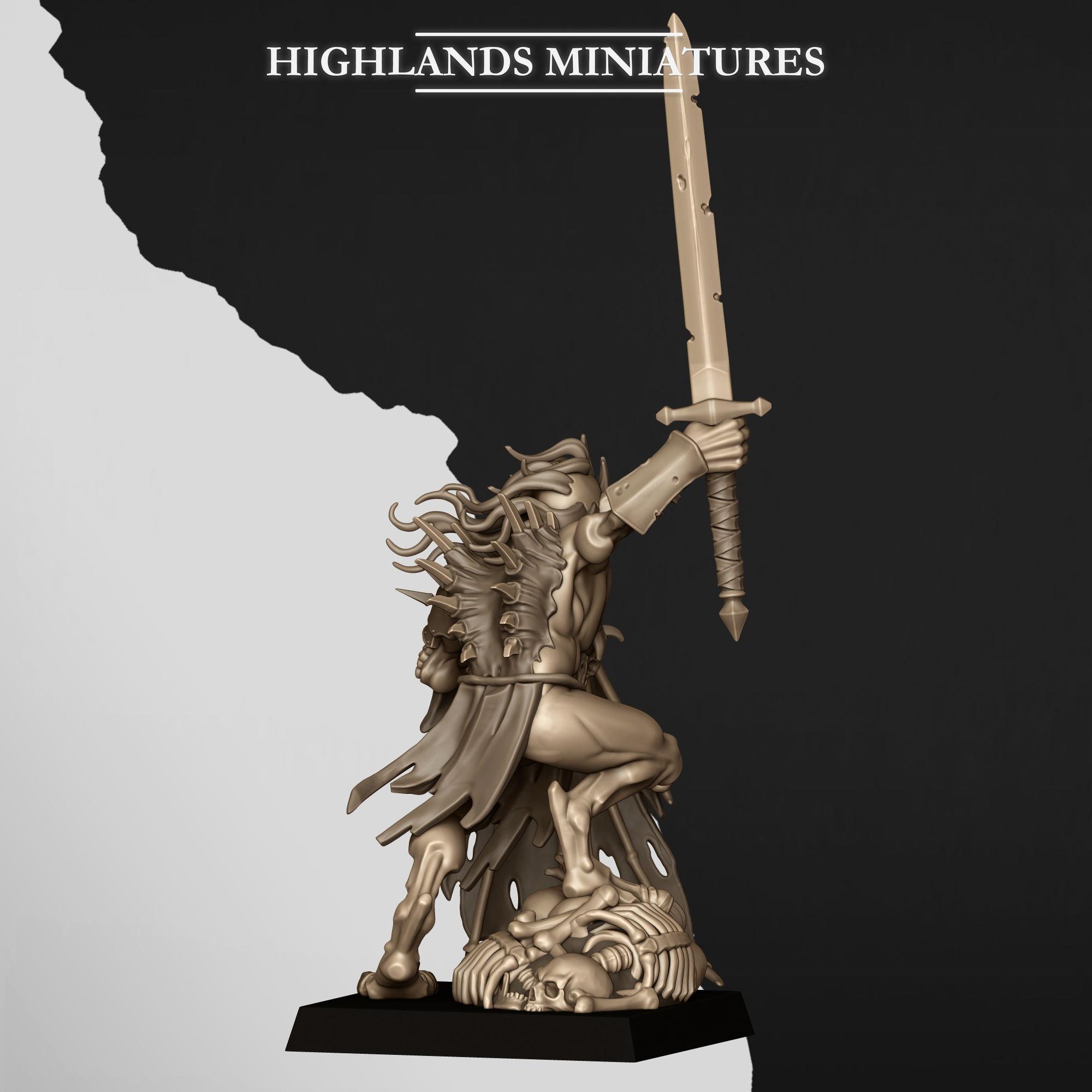 Ghoul King fantasy wargaming 28mm designed by Highlands Miniatures and 3D printed by Forgemaster Miniatures 3