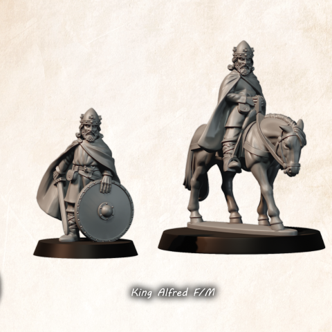 King Alfred Saxon historical wargaming 28mm miniature designed by Medbury Miniatures and 3D printed by Forgemaster Miniatures