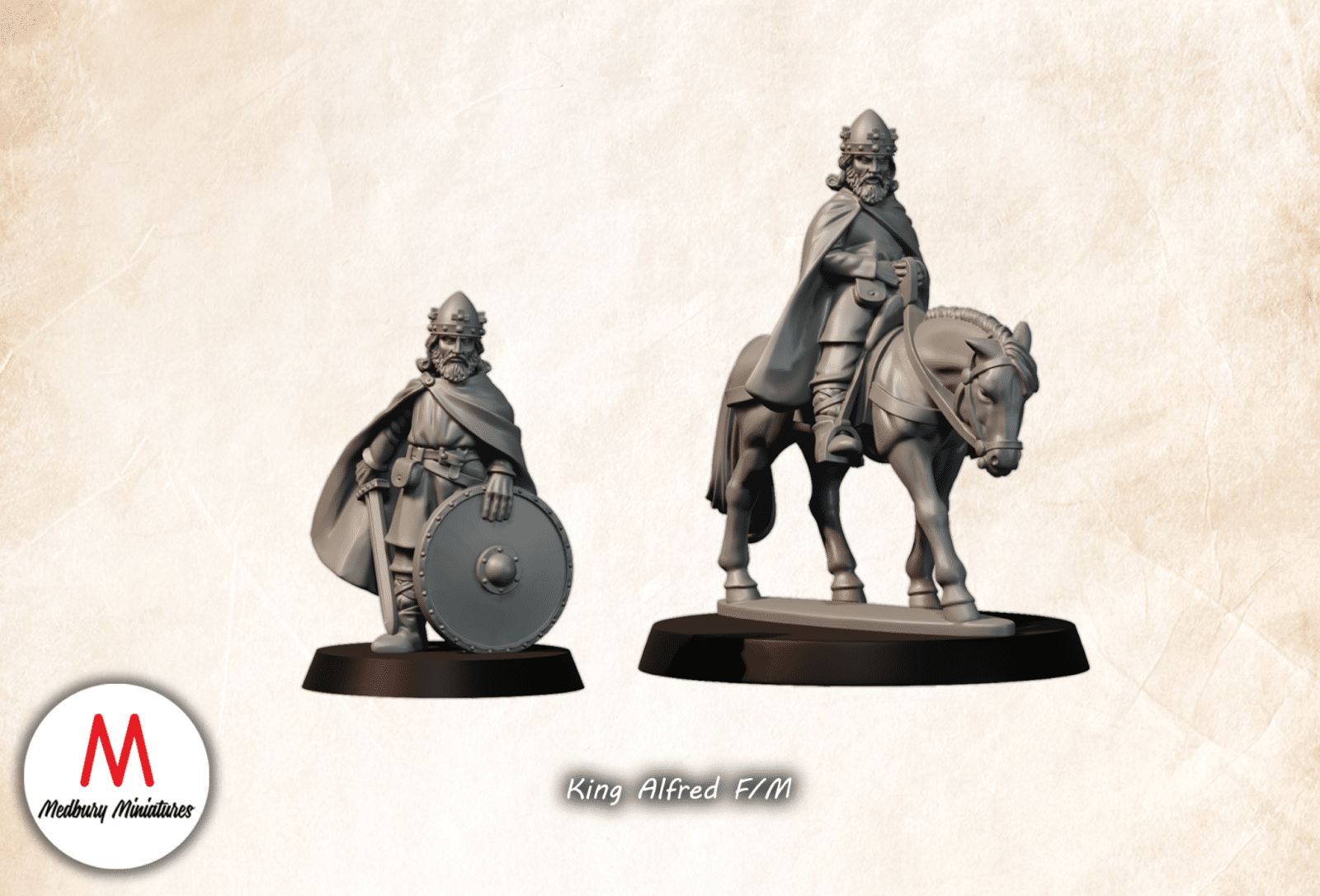 King Alfred Saxon historical wargaming 28mm miniature designed by Medbury Miniatures and 3D printed by Forgemaster Miniatures