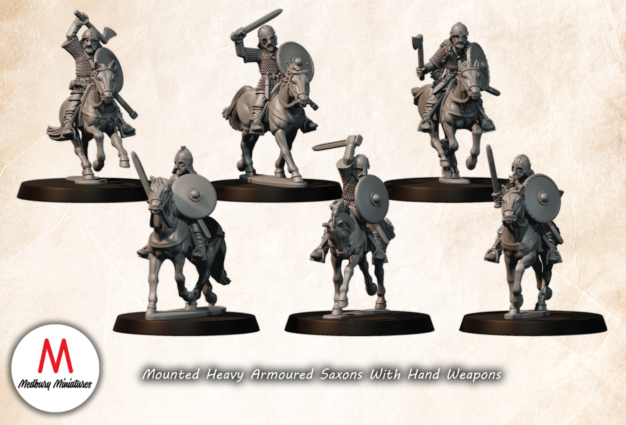 Heavy Armoured Saxons with Hand Weapons historical wargaming 28mm miniature designed by Medbury Miniatures and 3D printed by Forgemaster Miniatures