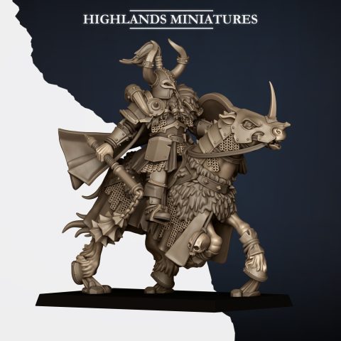 Mounted Norse Huscarl Captain fantasy wargaming 28mm designed by Highlands Miniatures and 3D printed by Forgemaster Miniatures