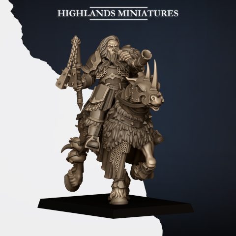 Mounted Norse Huscarl Musician fantasy wargaming 28mm designed by Highlands Miniatures and 3D printed by Forgemaster Miniatures