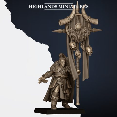 Norse Huscarl Bannerman 2 fantasy wargaming 28mm designed by Highlands Miniatures and 3D printed by Forgemaster Miniatures
