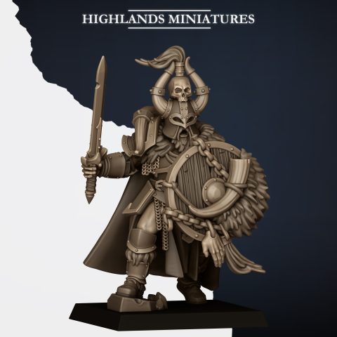 Norse Huscarl Captain fantasy wargaming 28mm designed by Highlands Miniatures and 3D printed by Forgemaster Miniatures