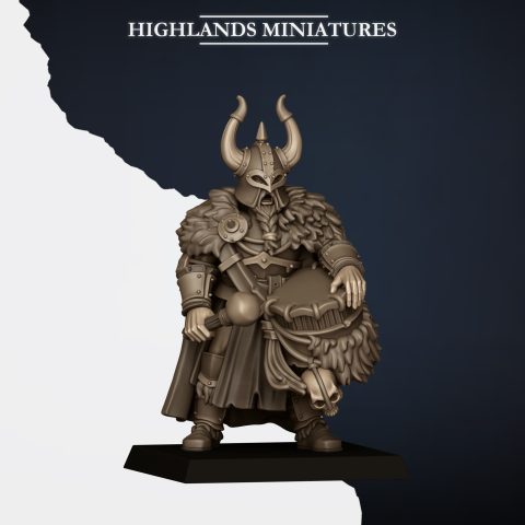 Norse Huscarl Musician 2 fantasy wargaming 28mm designed by Highlands Miniatures and 3D printed by Forgemaster Miniatures