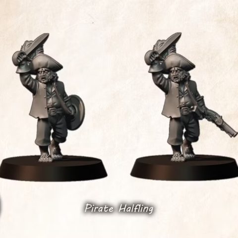 Pirate Halfling fantasy wargaming 28mm designed by Medbury Miniatures and 3D printed by Forgemaster Miniatures