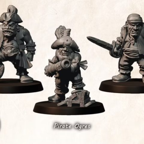 Pirate Ogres fantasy wargaming 28mm designed by Medbury Miniatures and 3D printed by Forgemaster Miniatures