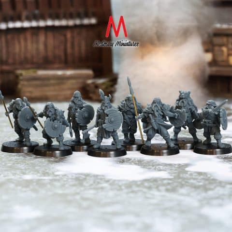Barbarian Warriors fantasy wargaming 28mm designed by Medbury Miniatures and 3D printed by Forgemaster Miniatures unpainted