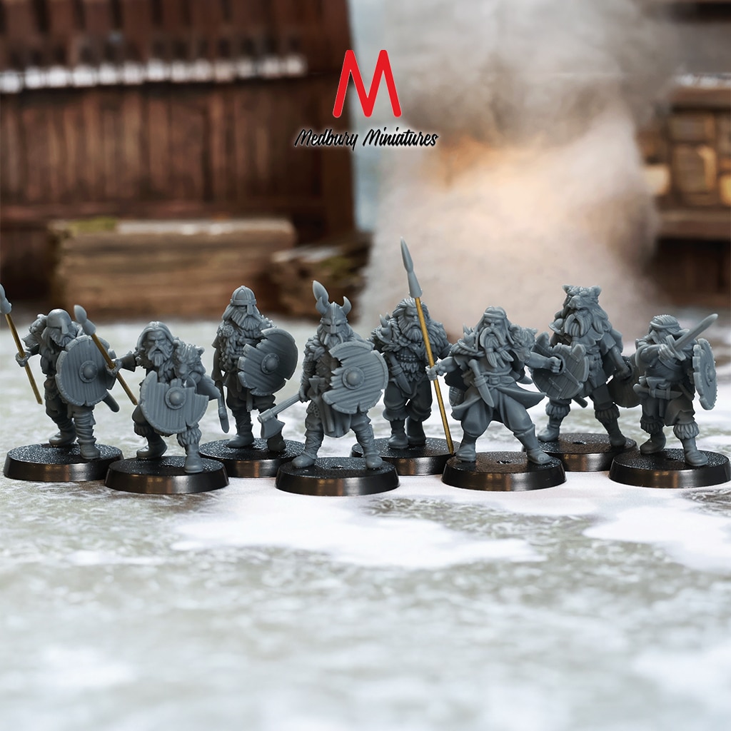 Barbarian Warriors fantasy wargaming 28mm designed by Medbury Miniatures and 3D printed by Forgemaster Miniatures unpainted