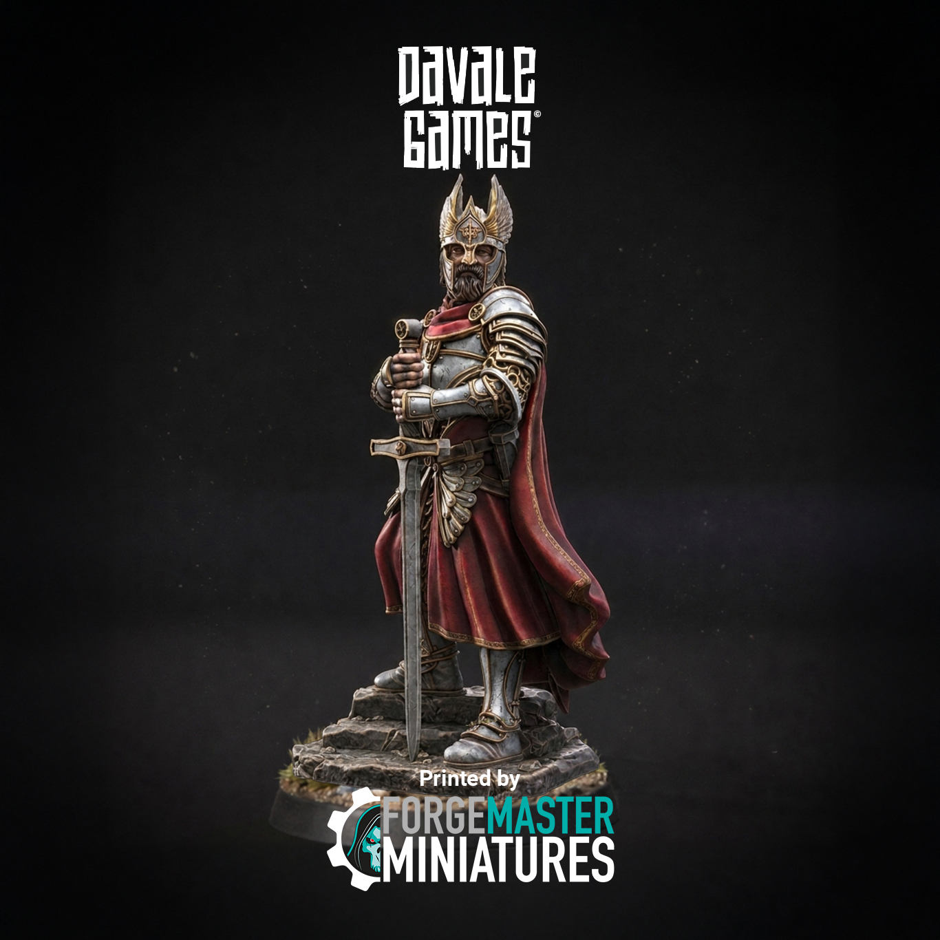 High Human King fantasy wargaming 28mm designed by Davale Games and 3D printed by Forgemaster Miniatures