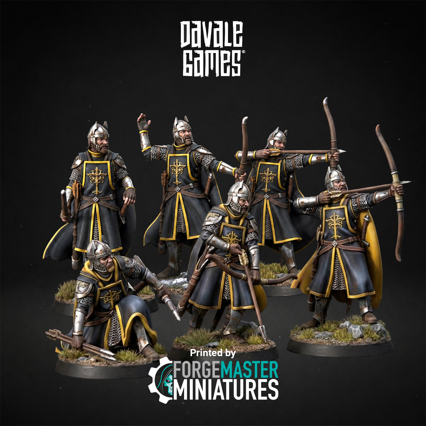 High Humans with Bows fantasy wargaming 28mm designed by Davale Games and 3D printed by Forgemaster Miniatures