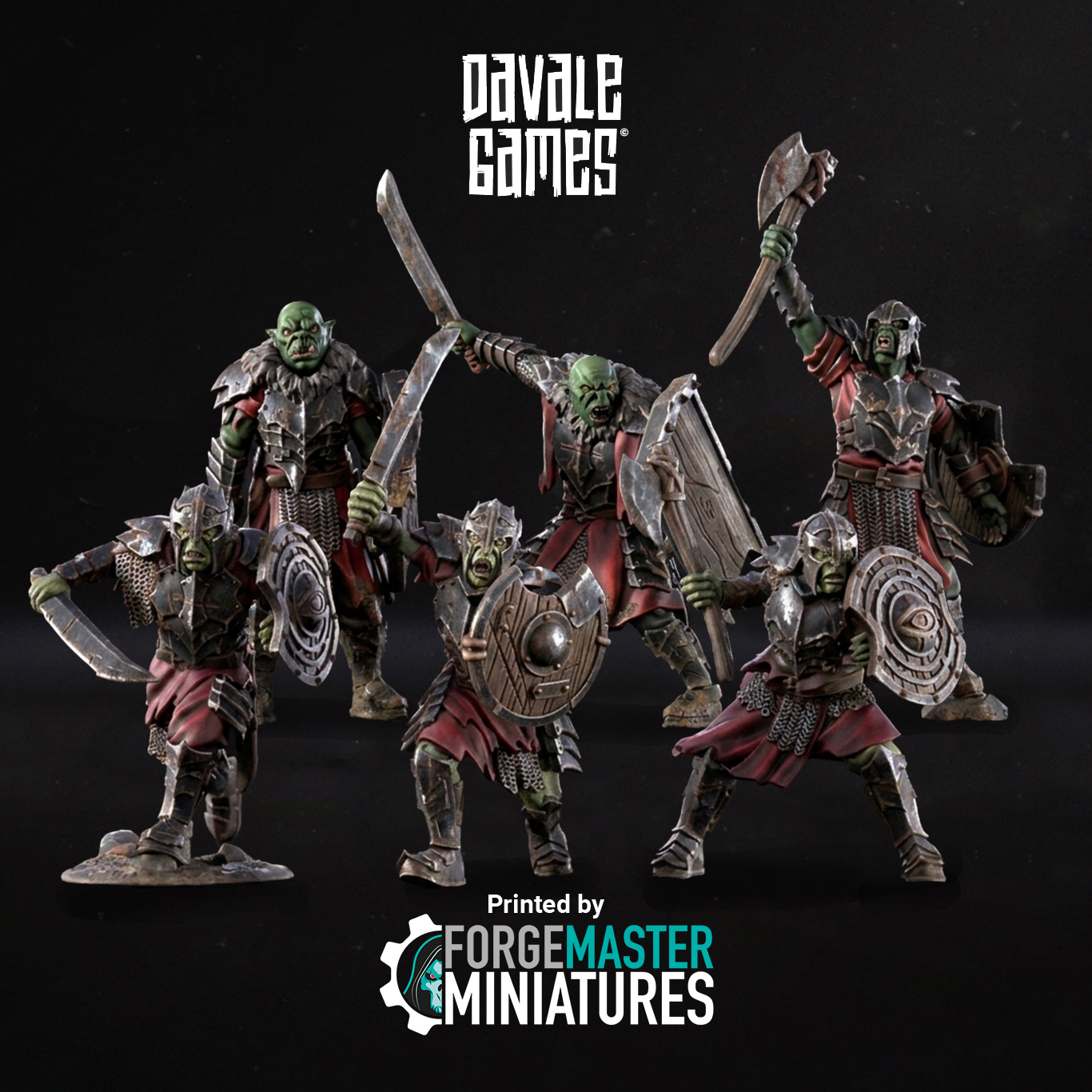 Orc Warriors fantasy wargaming 28mm designed by Davale Games and 3D printed by Forgemaster Miniatures